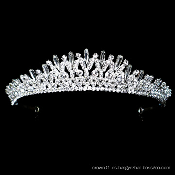 Nuevo diseño de cristal plateado Rhinestone nupcial Tiara corona boda tocado coronas ajustables del desfile